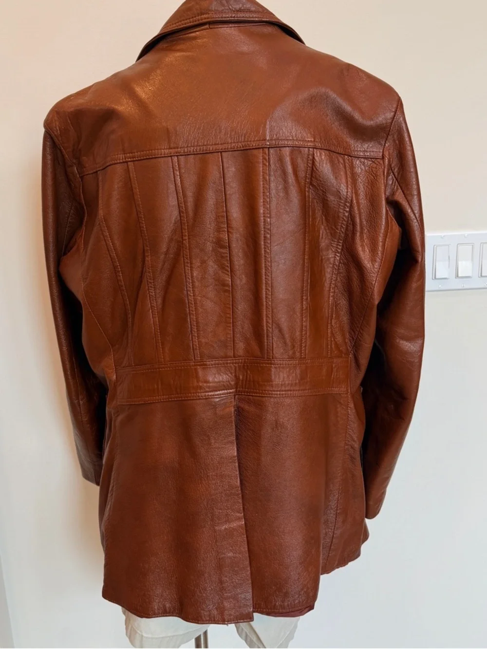 Vintage Tony’s Genuine Brown Leather Jacket Made in Mexico 70s Wide Lapel Unisex